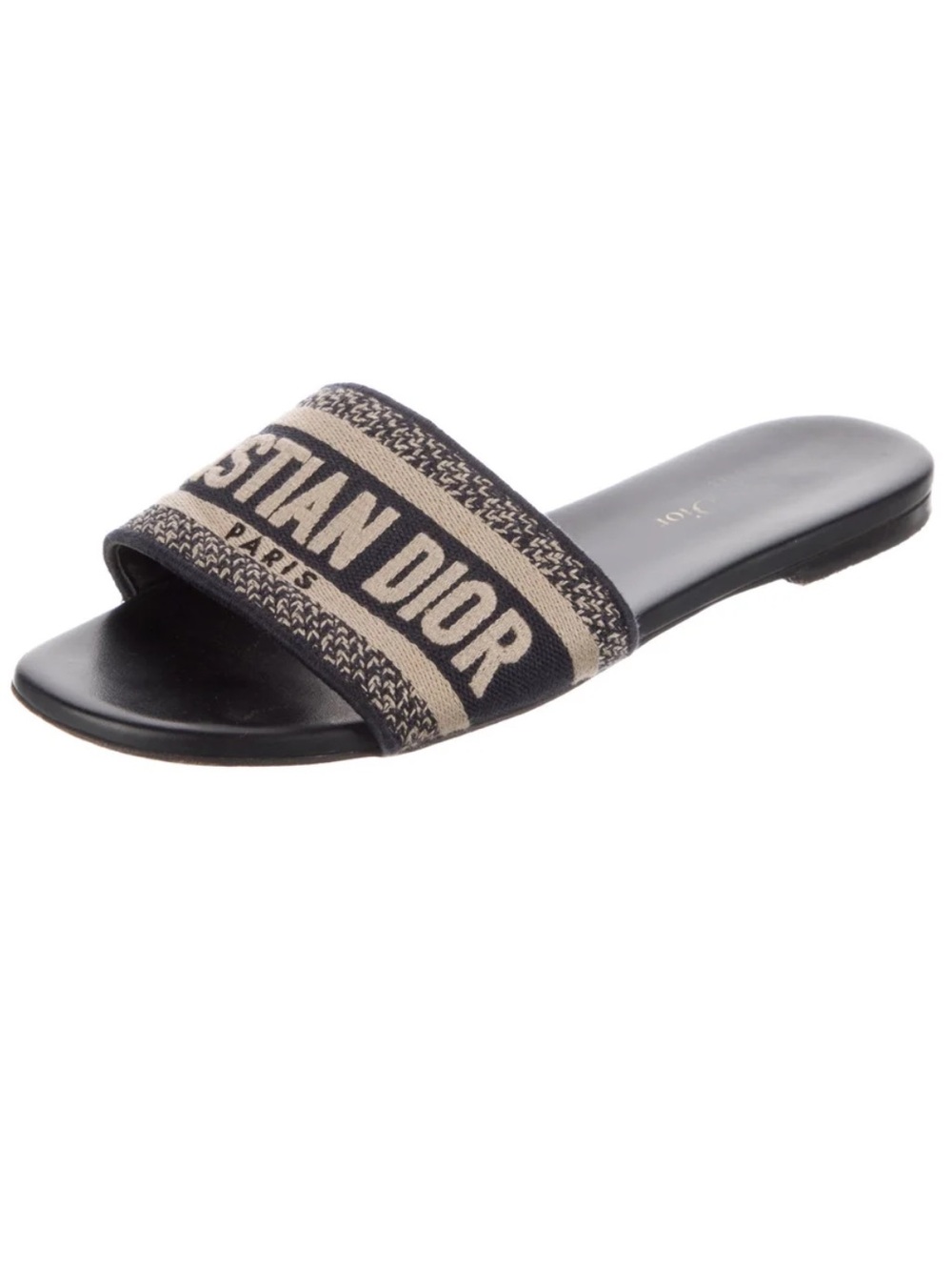 Dior Black and Beige Logo Slide Sandal - Picture 2 of 11